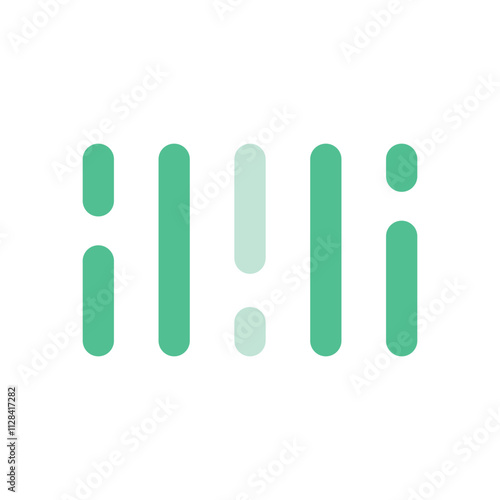 Abstract teal green bars with white exclamation mark