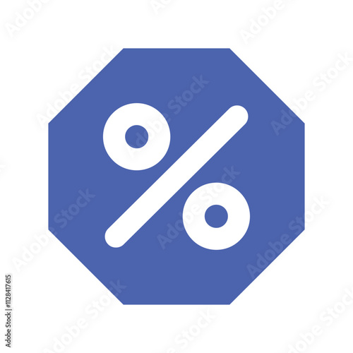 Blue Octagonal Sign Showing Prohibited Percentage Sign