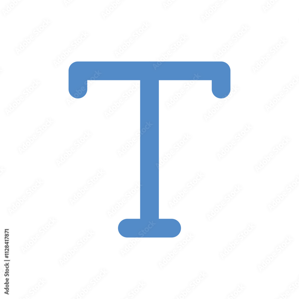 A stylized light blue capital T letter design A stylized light blue capital T letter design