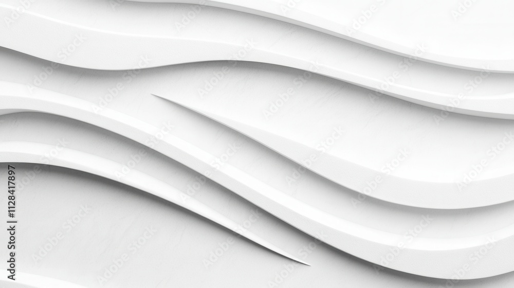 Obraz premium Abstract White Waves Background with Smooth Curves and Textured Surface