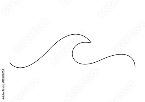 Continuous one line drawing of sea wave vector illustration