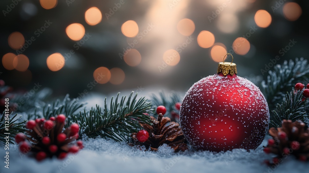 christmas decoration on wooden background with bokeh lights copy space christmas decoration on wooden background with bokeh lights copy space