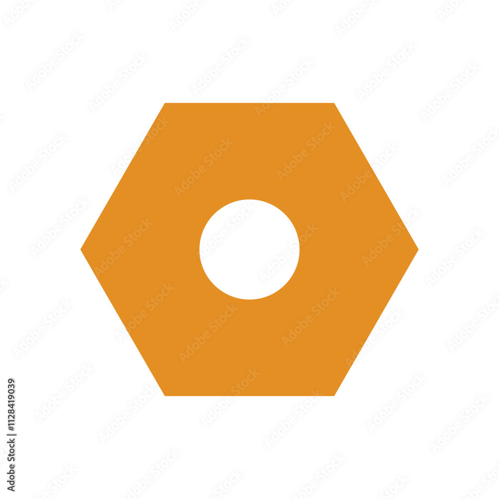 A Simple Orange Hexagon Shaped Donut Illustration A Simple Orange Hexagon Shaped Donut Illustration