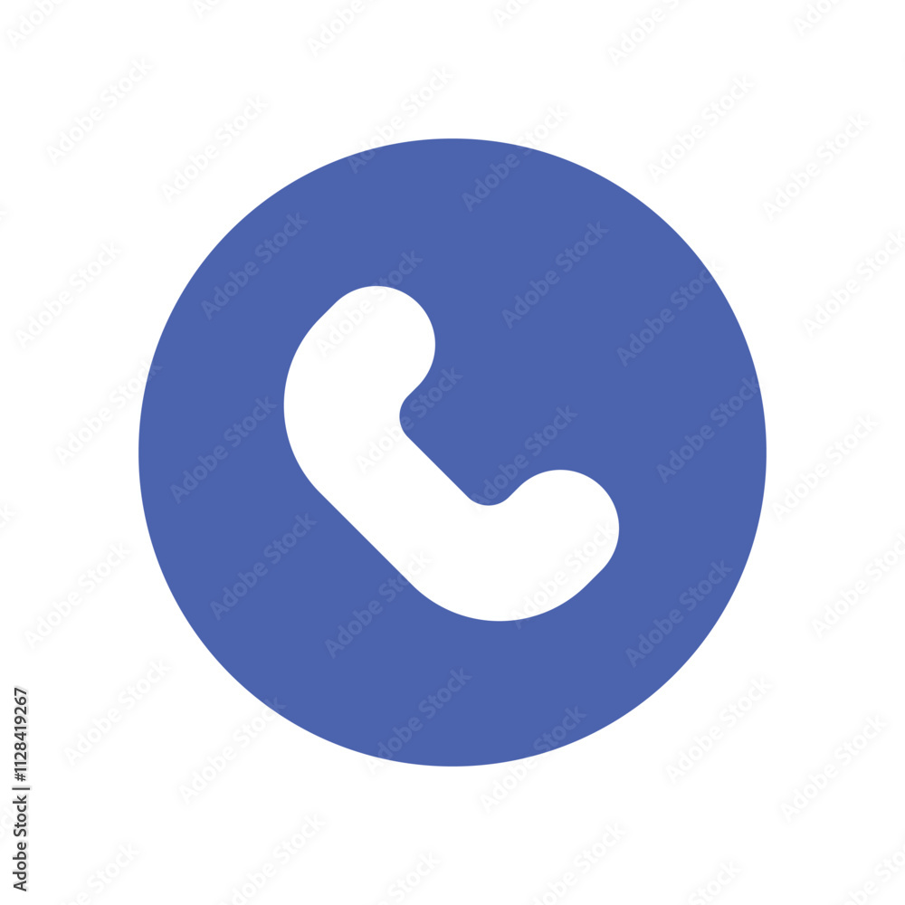 A Blue Circular Icon Depicts A Telephone Receiver A Blue Circular Icon Depicts A Telephone Receiver
