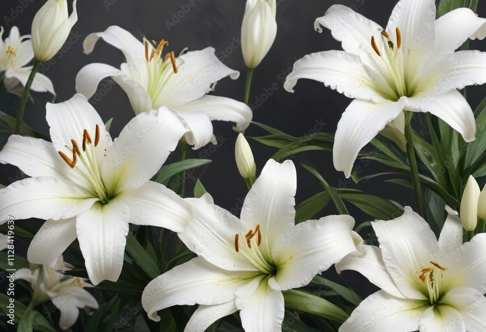 Obraz premium Elegant floral abstract art with white lilies, white flowers, nature, watercolor painting
