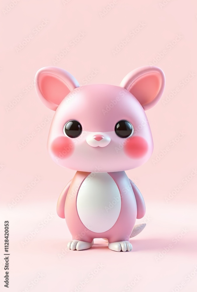 there is a pink toy with a white nose and a pink tail
