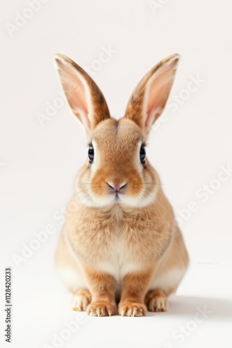 there is a small rabbit sitting on a white surface