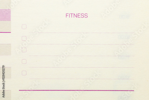 A white sheet of paper with the word fitness written on it