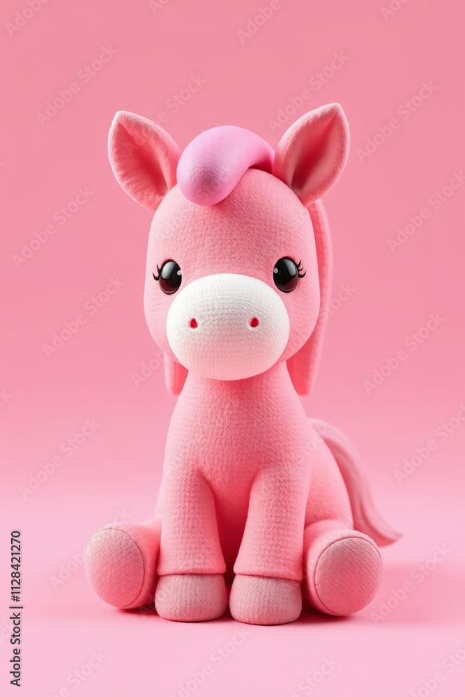 Obraz premium pink stuffed animal with a pink bow sitting on a pink surface