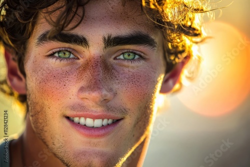 Closeup portrait of a young man with striking features