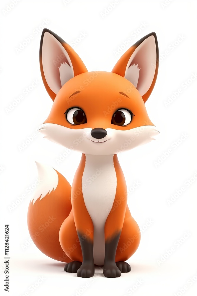 cartoon fox sitting on a white surface with a white background cartoon fox sitting on a white surface with a white background
