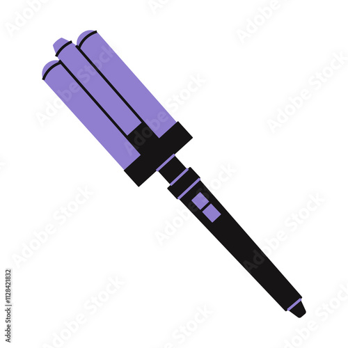 Triple barrel hair curling iron. Hairdressing professional tool and hair styling accessory