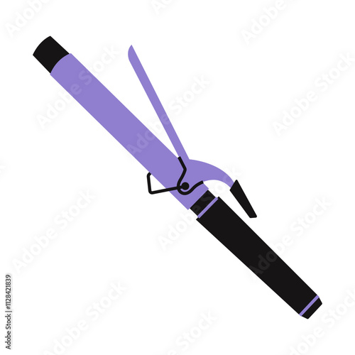 Tong hair curler iron. Hairdressing professional tool and hair styling accessory