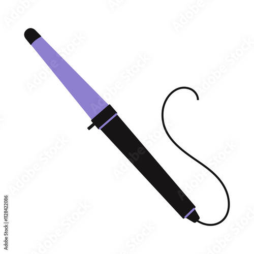 Conical hair curler iron. Hairdressing professional tool and hair styling accessory