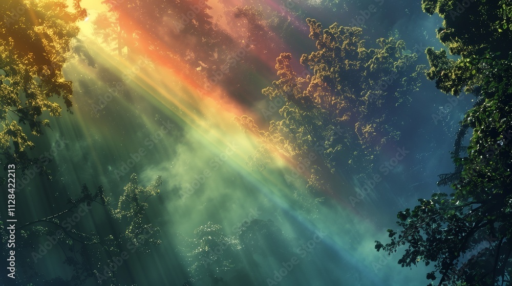 Obraz premium a rainbow looking natural high above ground