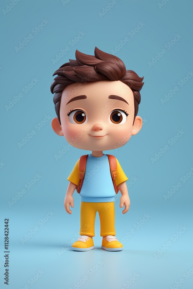 a close up of a cartoon character with a backpack on a blue background a close up of a cartoon character with a backpack on a blue background