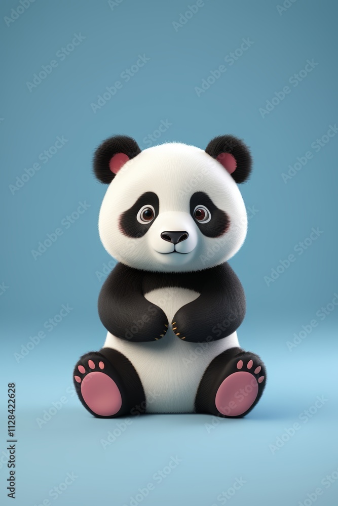 Obraz premium a close up of a panda bear sitting on a blue surface