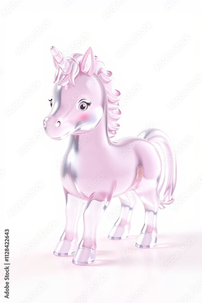 there is a pink horse that is standing on a white surface there is a pink horse that is standing on a white surface