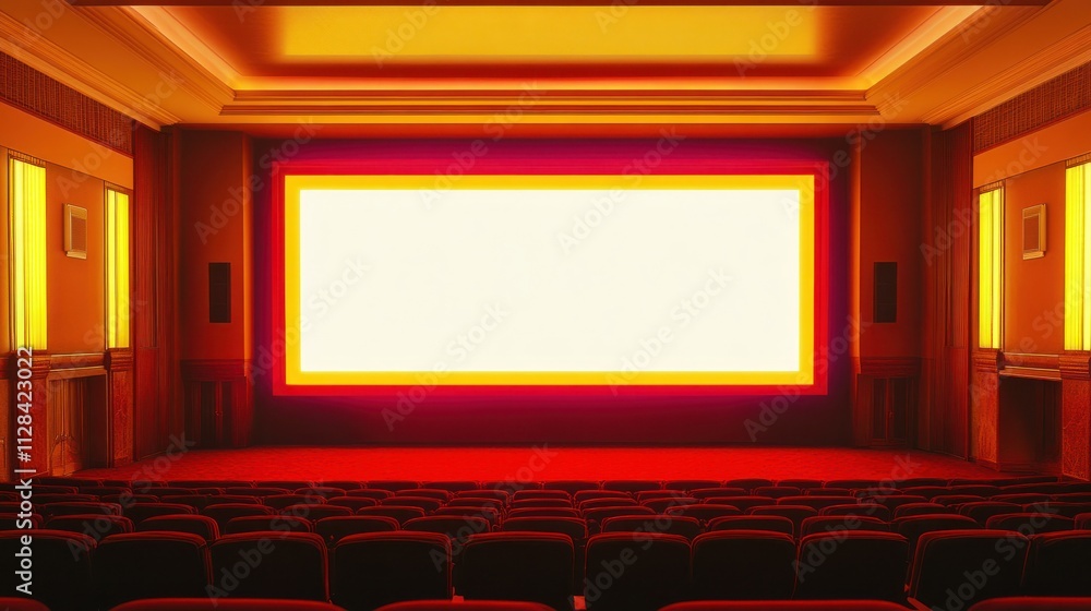 Fototapeta premium Empty cinema hall with a bright screen