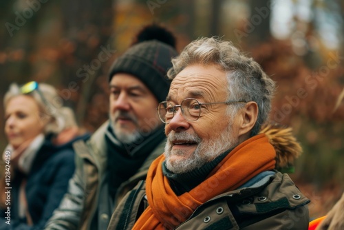 Unidentified people in the autumn park.