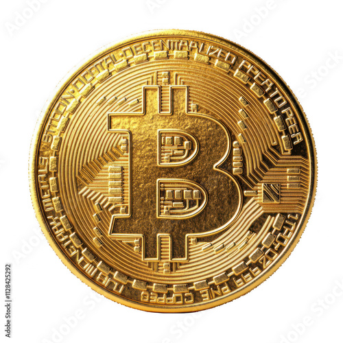 Wallpaper Mural Realistic Golden Bitcoin isolated on transparent background, PNG cutout photo, front view Torontodigital.ca