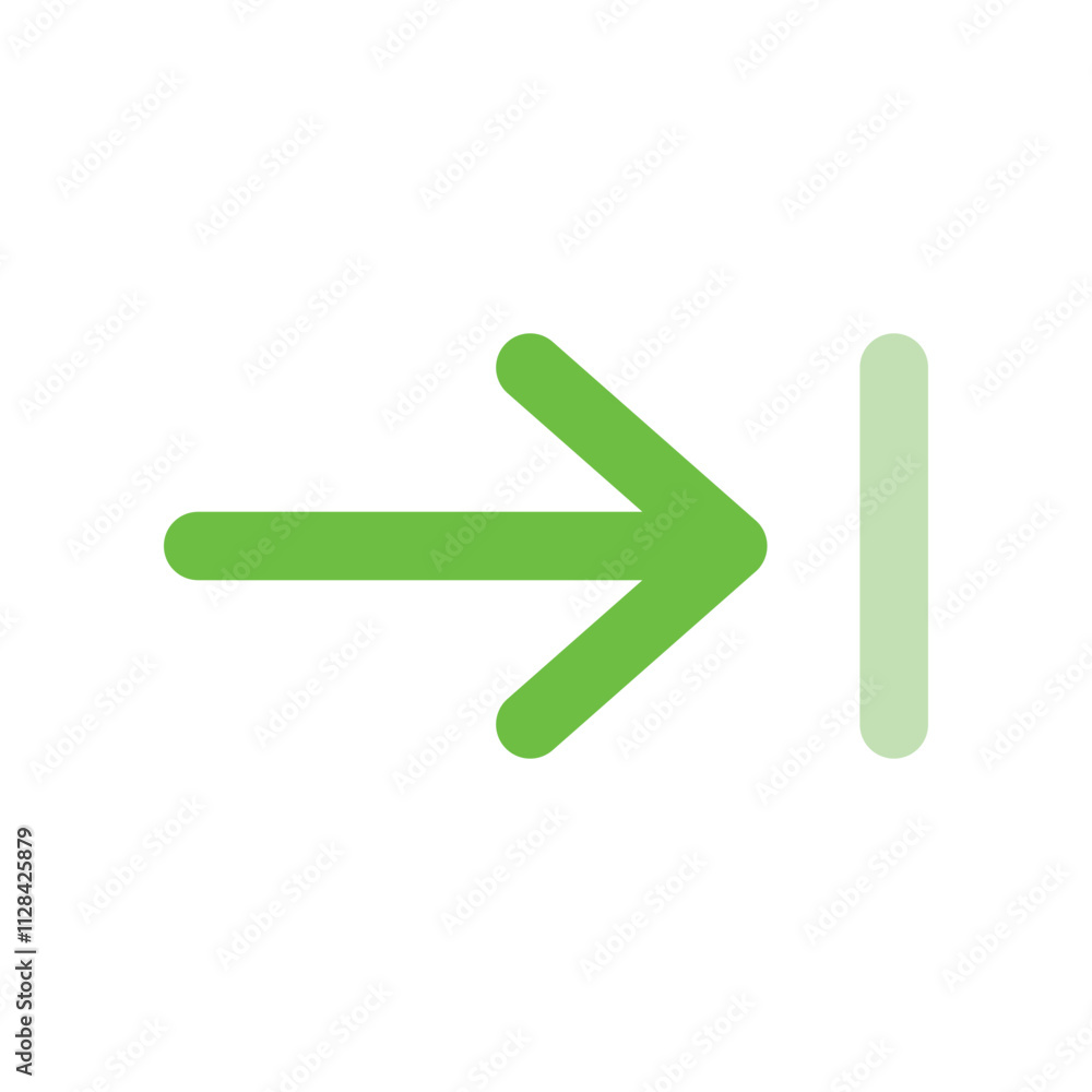Green arrow pointing right towards a pale rectangle Green arrow pointing right towards a pale rectangle