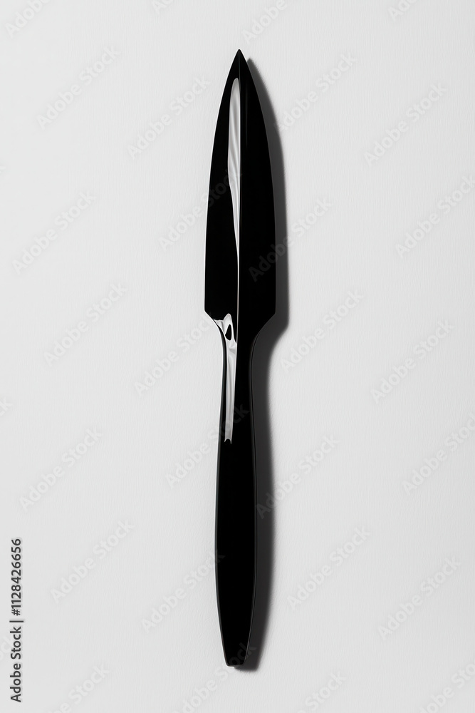 Elegant Black Knife with Reflective Blade in Minimalist Design for Modern Aesthetics and Sleek Utility Elegant Black Knife with Reflective Blade in Minimalist Design for Modern Aesthetics and Sleek Utility