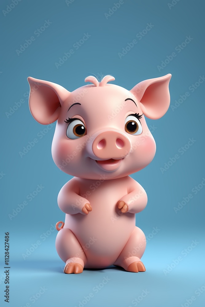 cartoon pig sitting on its hind legs and smiling cartoon pig sitting on its hind legs and smiling