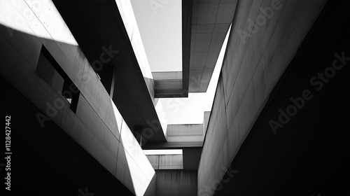 abstract modern architecture monotone in black and white