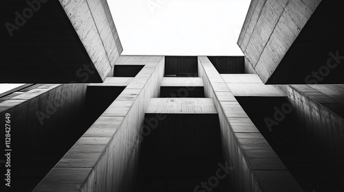 abstract modern architecture monotone in black and white