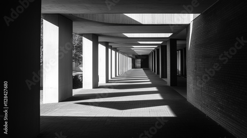 abstract modern architecture monotone in black and white