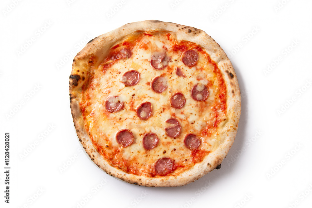 Pizza italiana con pecorino e salsiccia secca di maiale Pizza italiana con pecorino e salsiccia secca di maiale