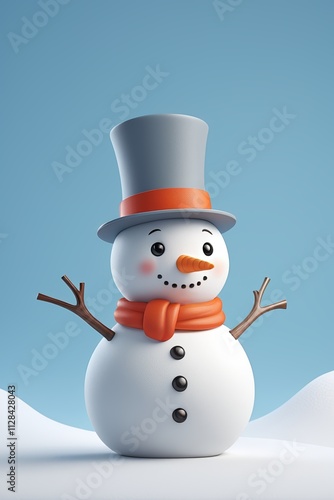 there is a snowman with a top hat and scarf on