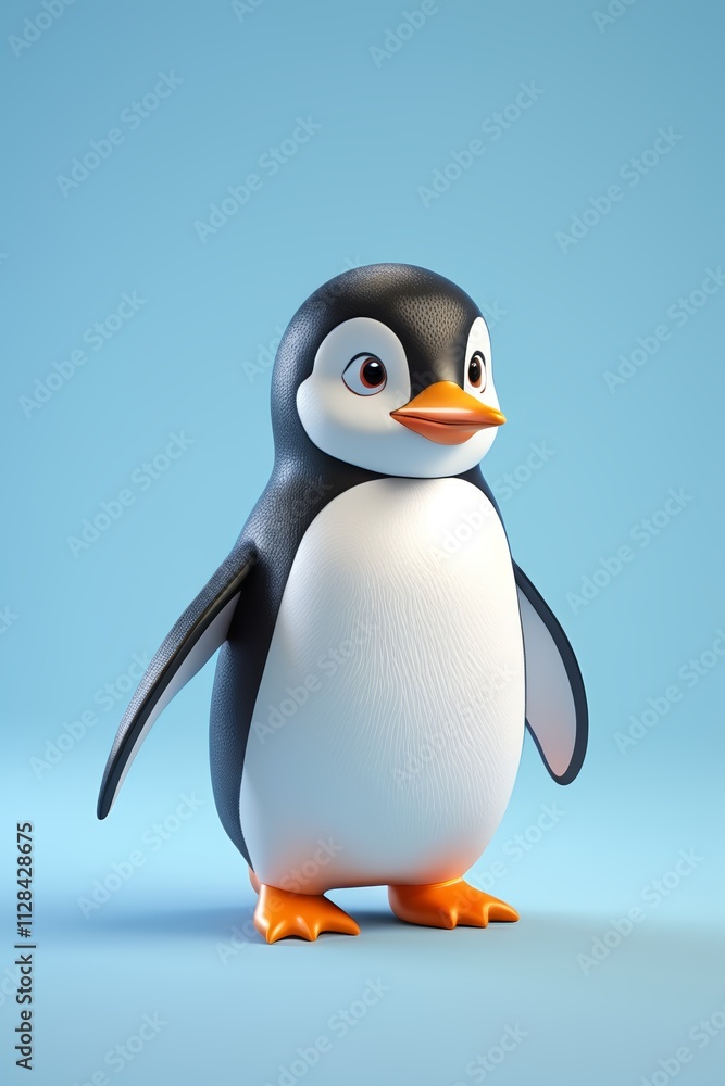 Fototapeta premium a close up of a penguin with a blue background