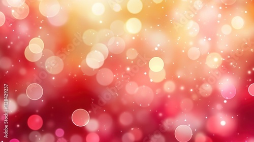 Abstract Red and Gold Bokeh Background: Festive Sparkle and Shimmer