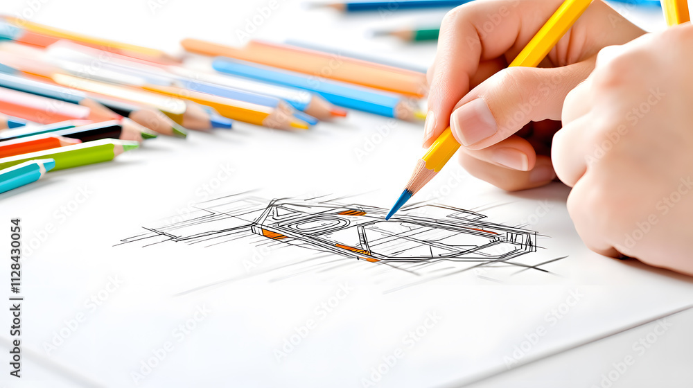 2025 Planner for self-reflection and growth, vision and New Year goals concept. A person coloring a sketch with colored pencils on a bright workspace. 2025 Planner for self-reflection and growth, vision and New Year goals concept. A person coloring a sketch with colored pencils on a bright workspace.