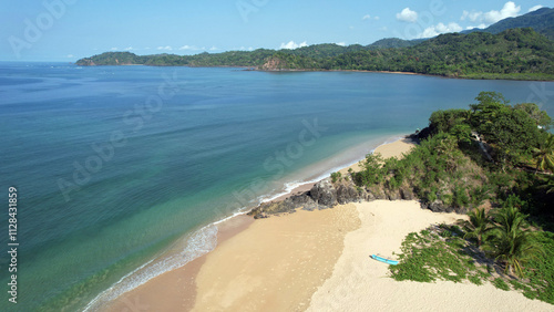 Bilde på lerret Moheli, Comoros aerial view of beach and headland at Nioumachoua