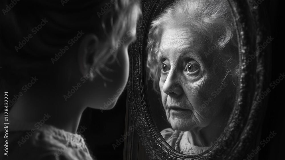 Reflection of Time Showcases the Bond Between Young Spirit and Wise Elder in a Moment of Surprise and Wonder