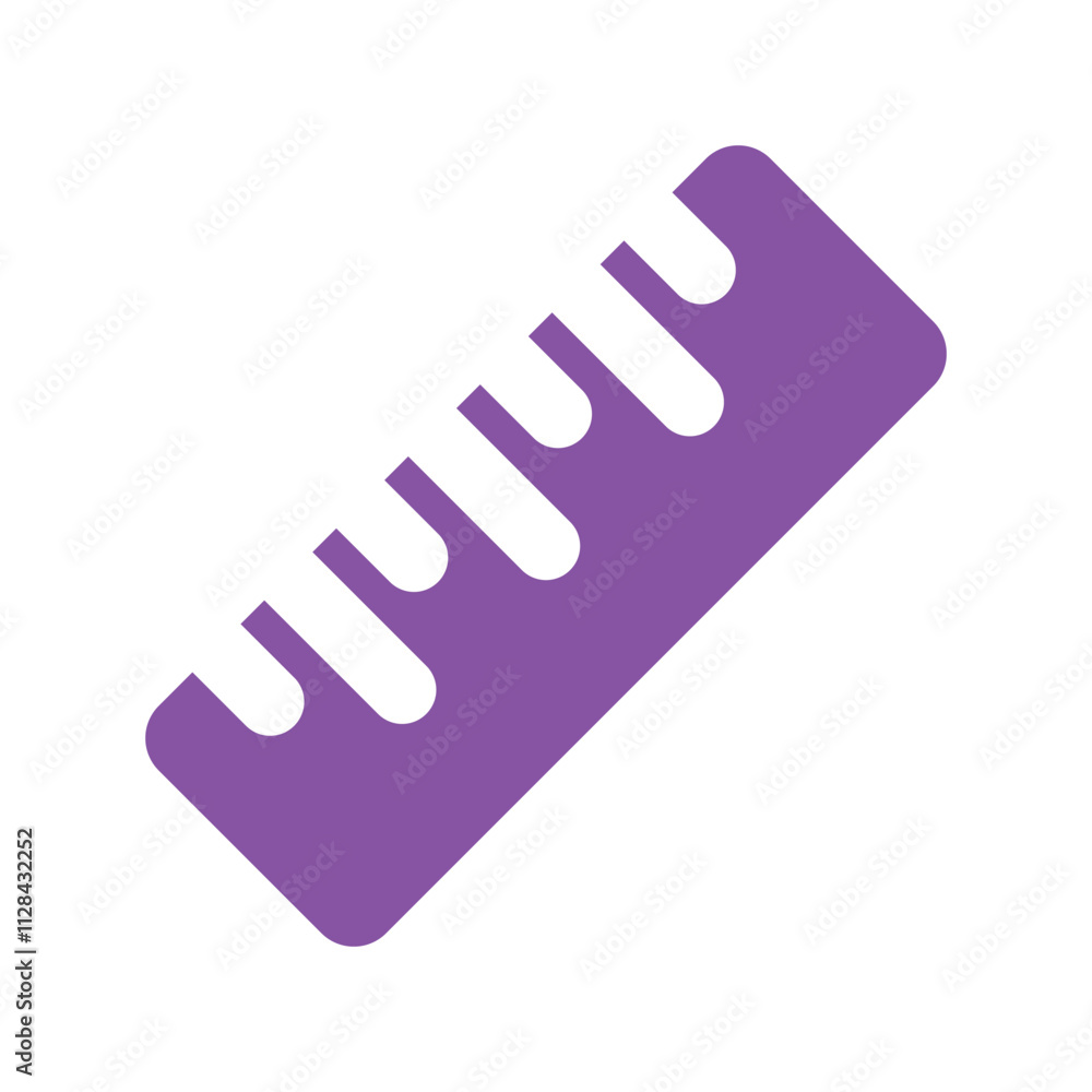 A purple plastic comb is shown at an angle A purple plastic comb is shown at an angle