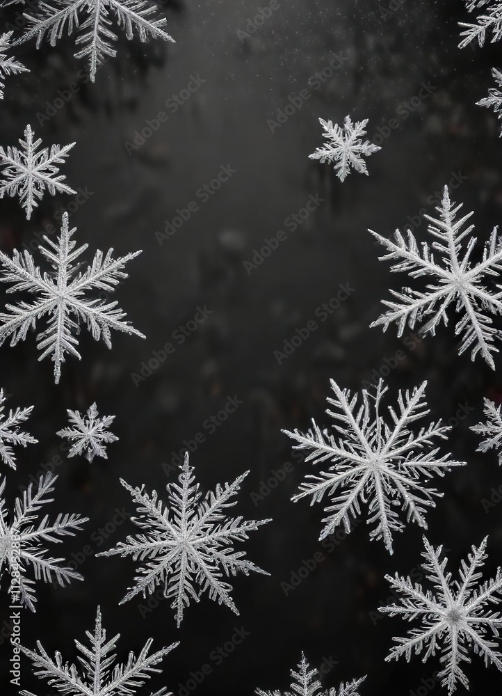 Frosty texture of black background with white snowflakes , icy, texture, frosty Frosty texture of black background with white snowflakes , icy, texture, frosty