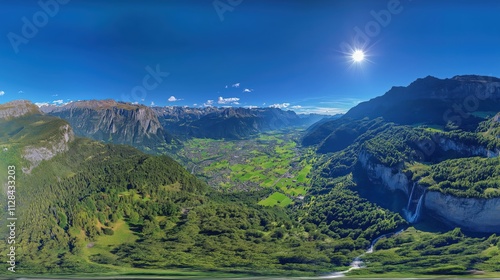 Panoramic view of the Lauterbrunnen Valley photo