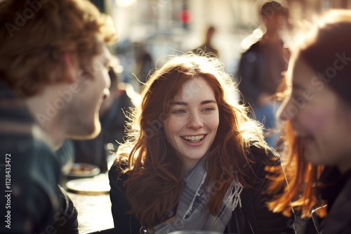 Young woman with red hair in Paris, France on a sunny day.