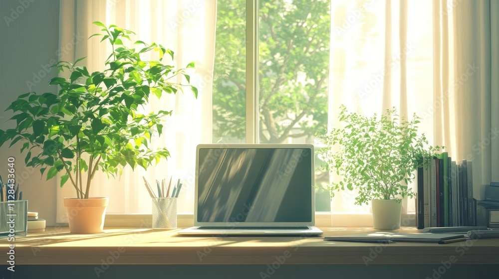 Serene Home Office Workspace by the Window Serene Home Office Workspace by the Window