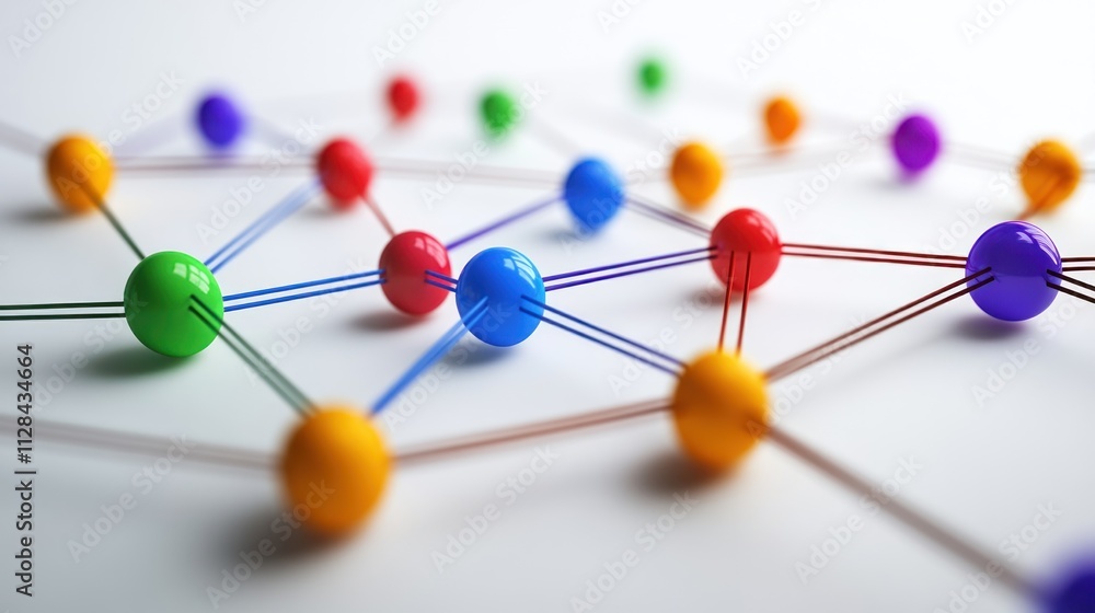 Obraz premium Colorful Network: Abstract Representation of Connections and Interconnectivity