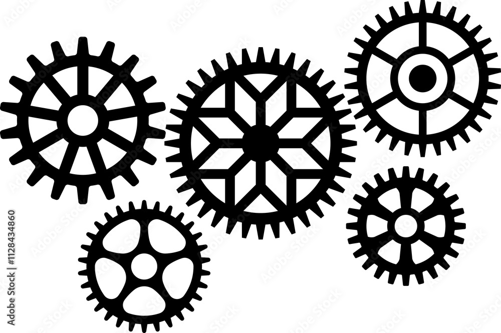 Gear icon. Cogwheel different shape. Gear wheel isolated on white background. illustration Gear icon. Cogwheel different shape. Gear wheel isolated on white background. illustration