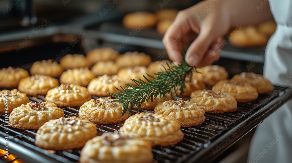 delicious homemade cookies being removed from the oven on a baking tra delicious homemade cookies being removed from the oven on a baking tra