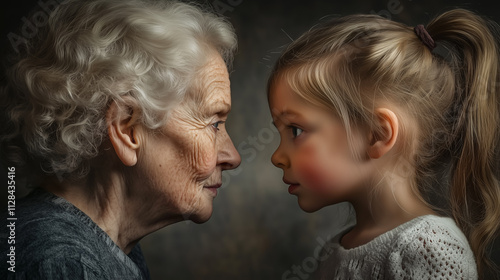 Generations United in a Heartfelt Face-To-Face Moment Celebrating Age and Connection Between Grandmother and Granddaughter