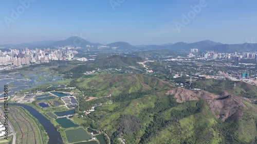 Skyview of Hong Kong Kwu Tung North New Development Area showcasing land development for housing and commerce near Lok Ma Chau San Tin  Shenzhen Special Economic Zone within the Northern Metropolis photo