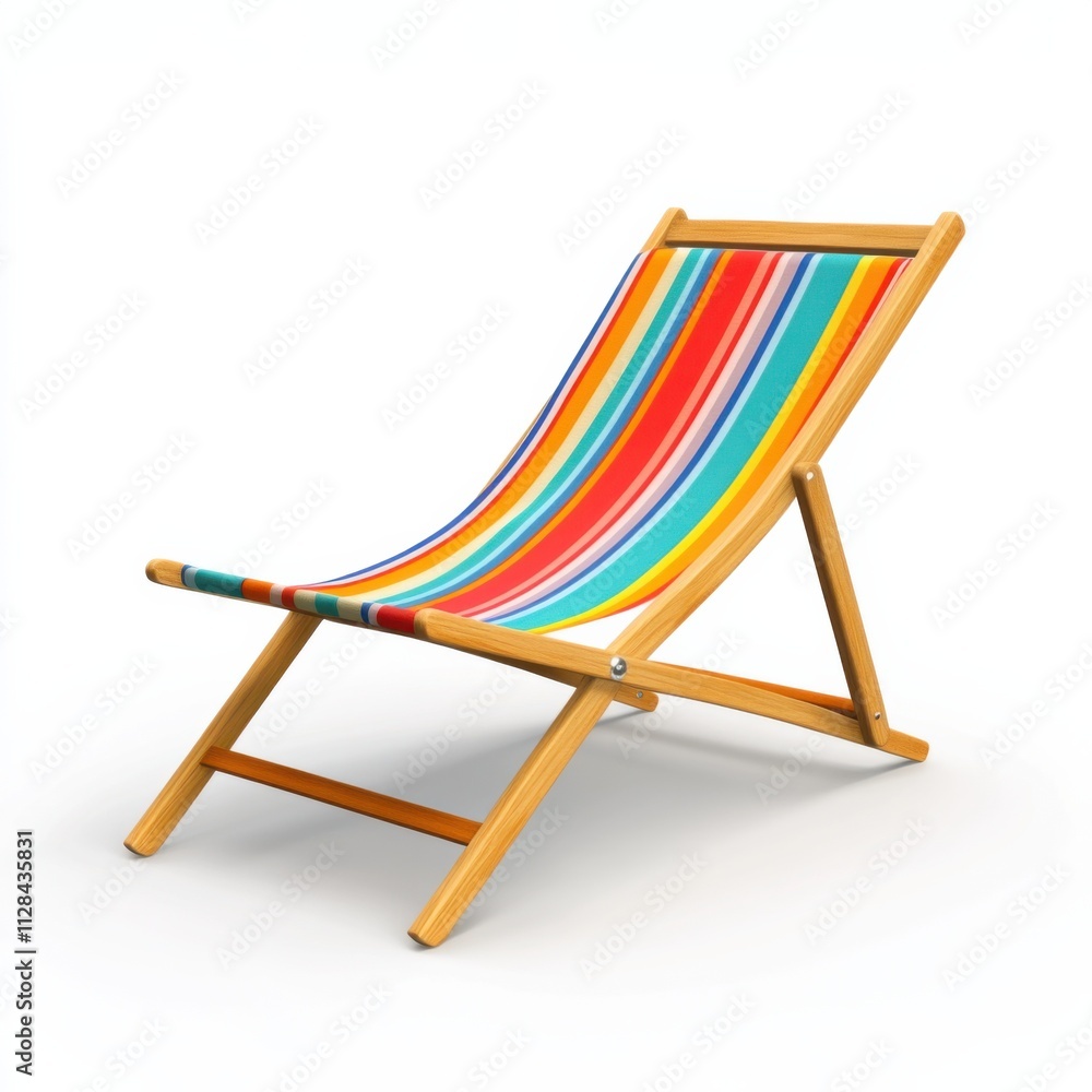 Relaxing in colorful beach chair coastal paradise lifestyle image bright environment aesthetic view leisure concept, isolated on white background Relaxing in colorful beach chair coastal paradise lifestyle image bright environment aesthetic view leisure concept, isolated on white background