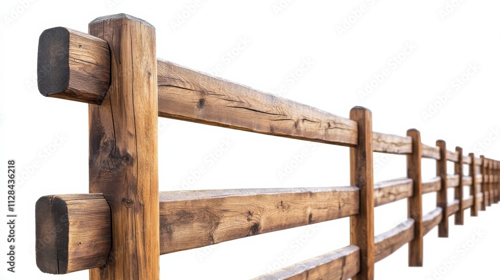 Obraz premium Wooden fence lines countryside photography minimalist close-up natural beauty and design impact, isolated on white background
